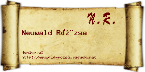 Neuwald Rózsa névjegykártya